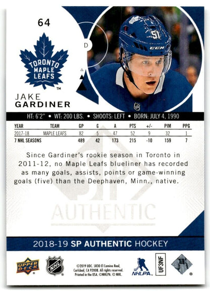 2018-19 SP Authentic Jake Gardiner Toronto Maple Leafs #64