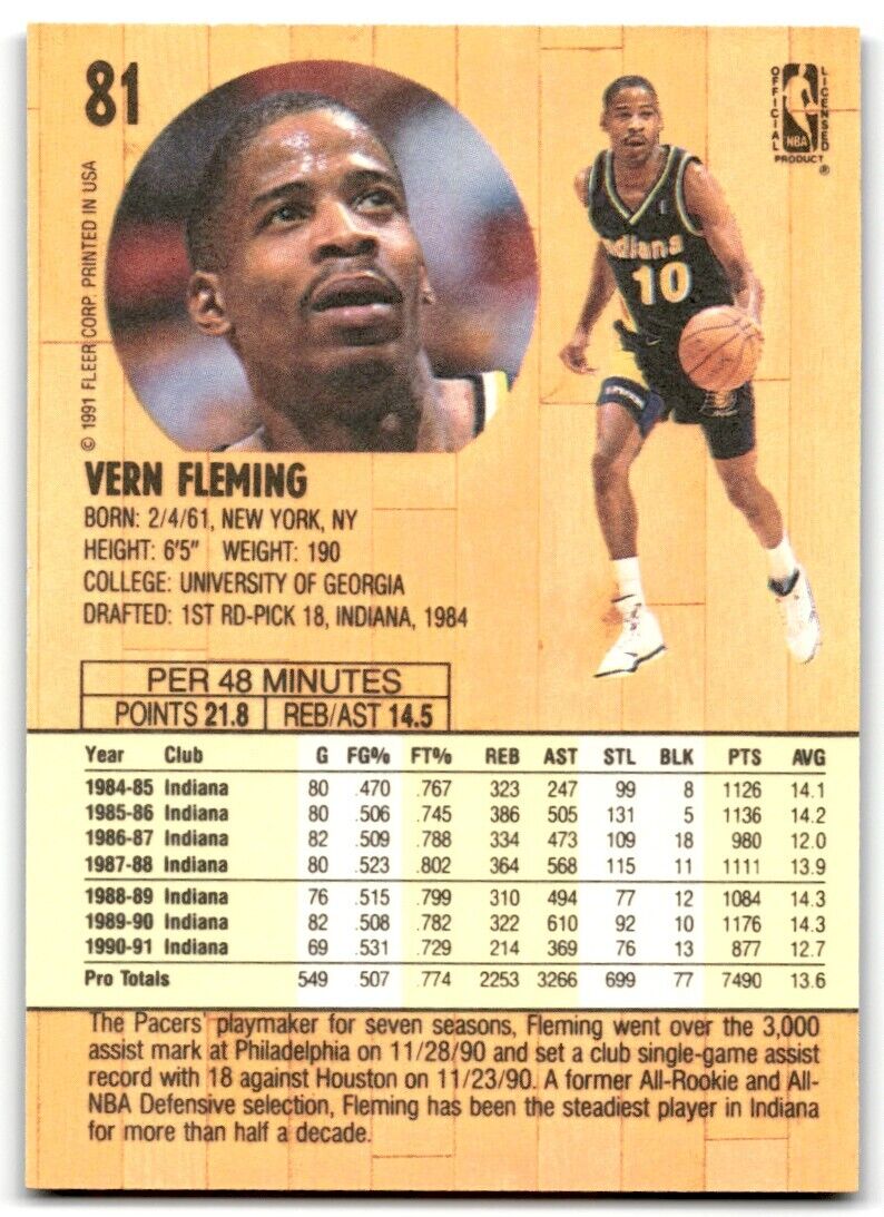 1991-92 Fleer Vern Fleming Indiana Pacers #81