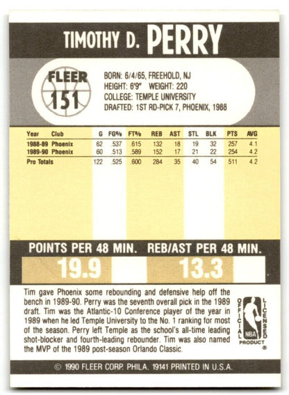 1990-91 Fleer Tim Perry Phoenix Suns #151