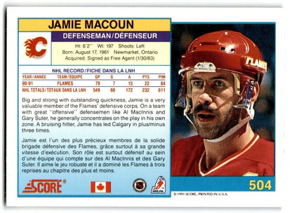 1991-92 Score Canadian Bilingual Jamie Macoun Calgary Flames #504