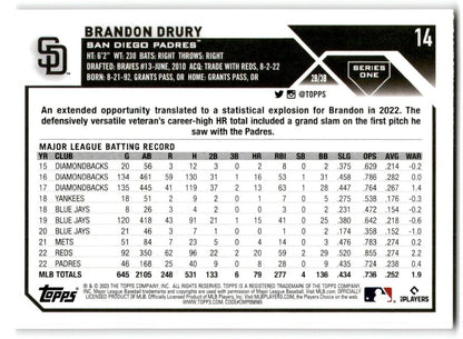 2023 Topps Brandon Drury San Diego Padres #14