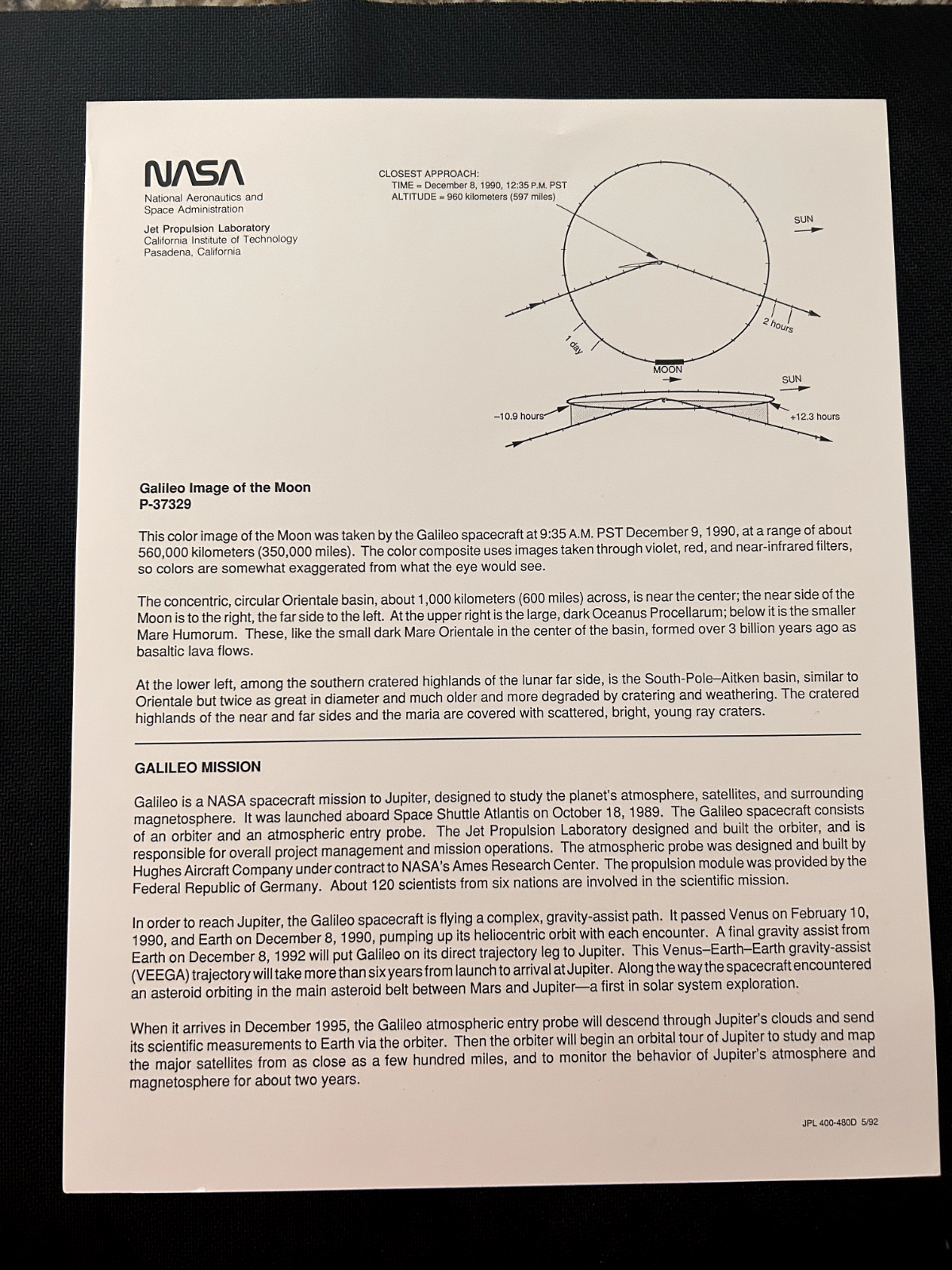 NASA Jet Propulsion Laboratory - Galileo Image of the Moon litho