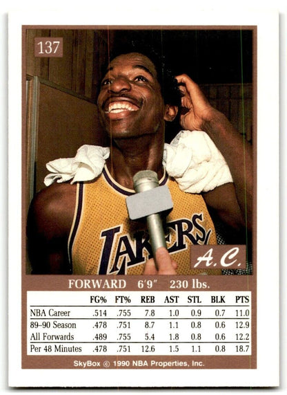 1990-91 SkyBox A.C. Green Los Angeles Lakers #137