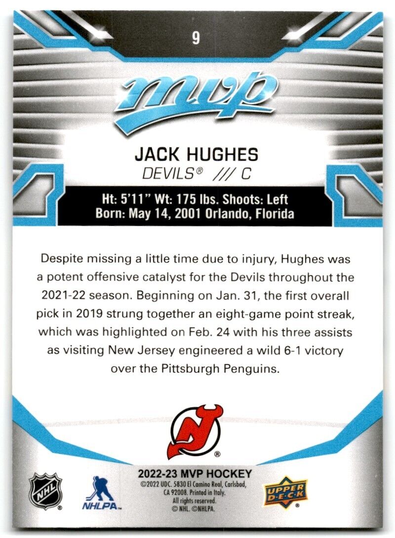 2022-23 Upper Deck MVP Jack Hughes New Jersey Devils #9