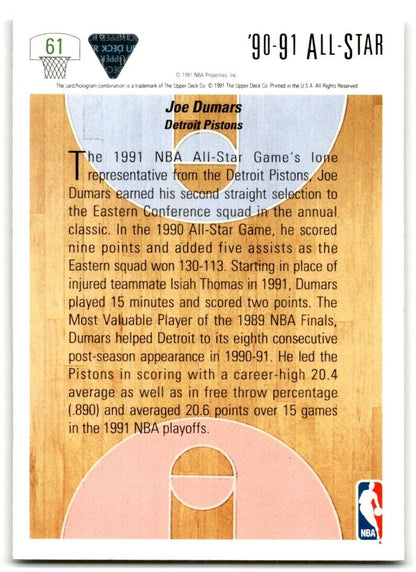 1991-92 Upper Deck Joe Dumars Detroit Pistons #61