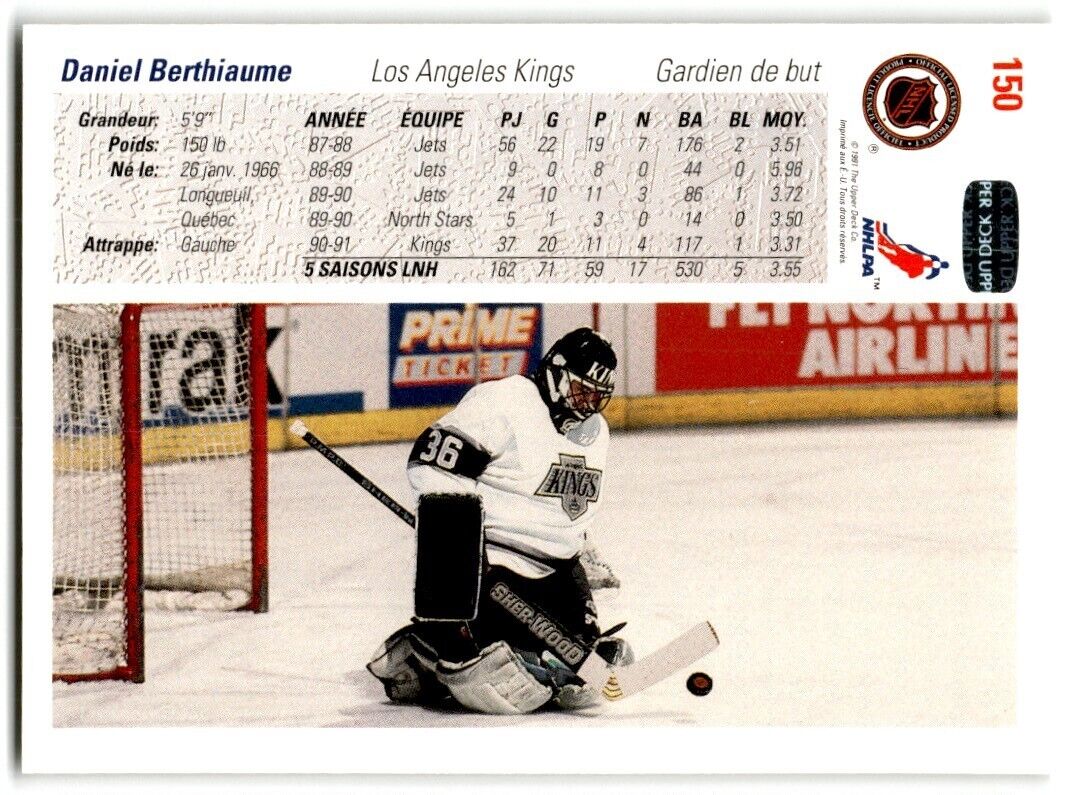 1991-92 Upper Deck Daniel Berthiaume Los Angeles Kings #150