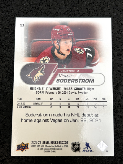 2020-21 Upper Deck Series 1 Victor Soderstrom Star Rookies Auto #13 Coyotes