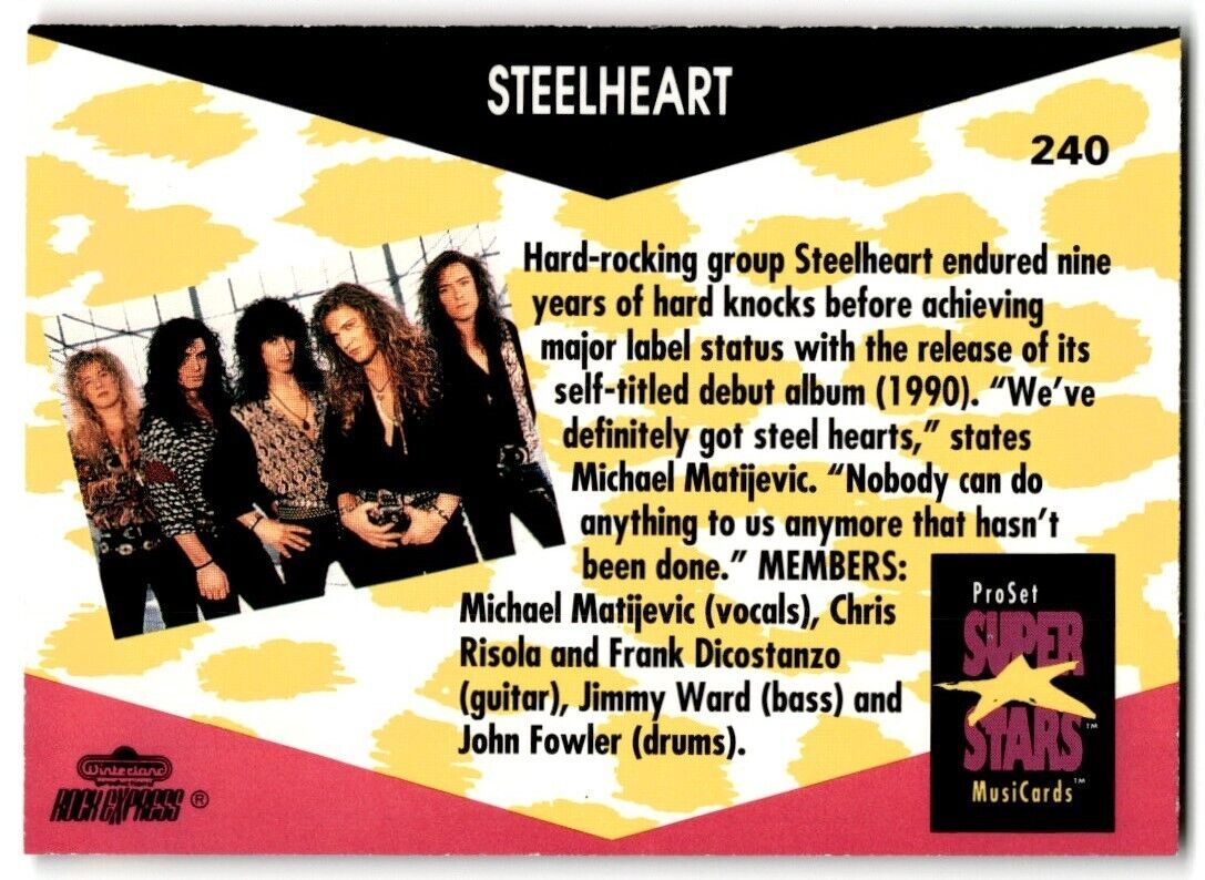 1991-92 ProSet Super Stars MusiCard SteelHeart #240