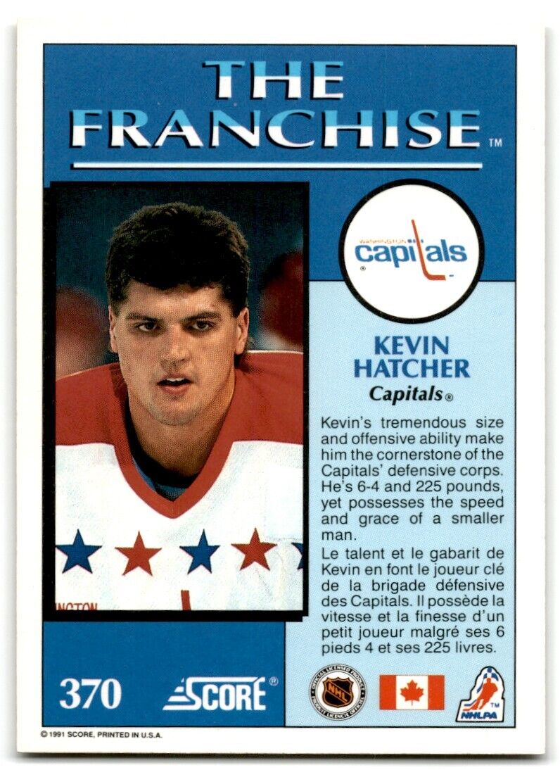 1991-92 Score Canadian Bilingual Kevin Hatcher Washington Capitals #370