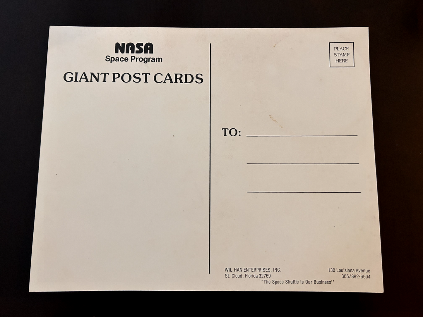 NASA Space Shuttle STS-1 crew Grand Postal Card 10x8