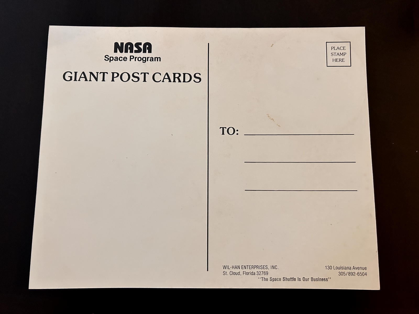 NASA Space Shuttle STS-1 crew Grand Postal Card 10x8