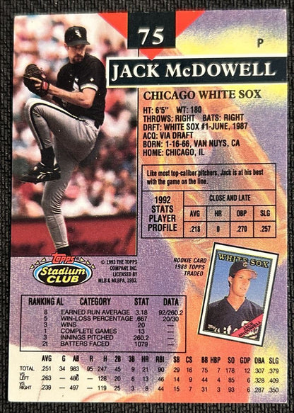 1993 Topps Stadium Club Jack McDowell Chicago White Sox #75