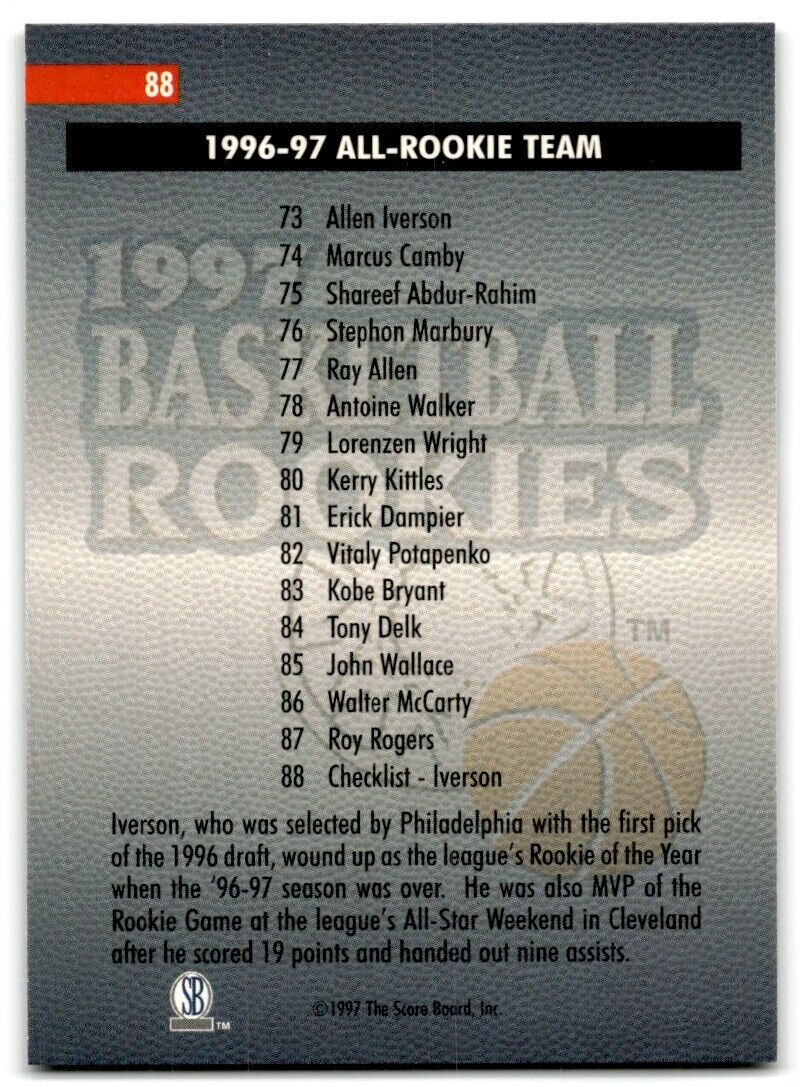 1997-98 Score Board Rookies Allen Iverson Philadelphia 76ers #88