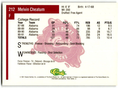 1991-92 Classic Melvin Cheatum Rookie #212