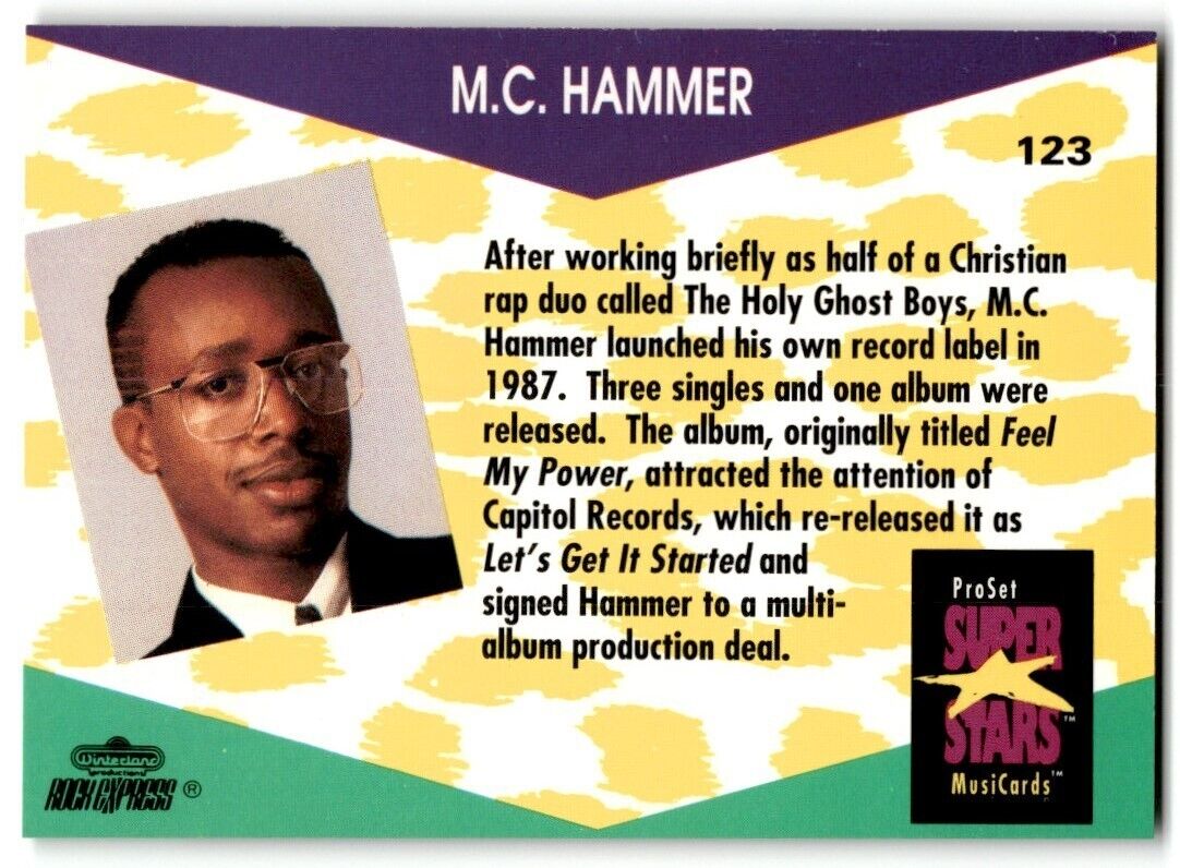 1991-92 ProSet Super Stars MusiCard M.C. Hammer #123