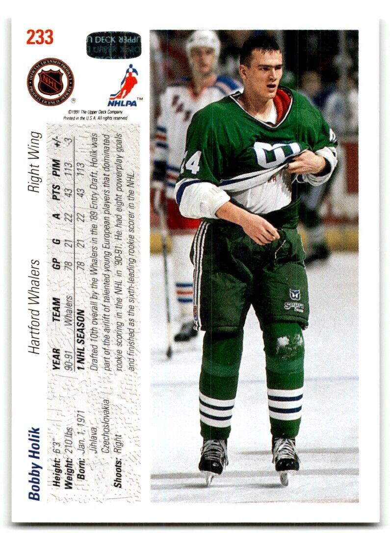 1991-92 Upper Deck Bobby Holik Hartford Whalers #233