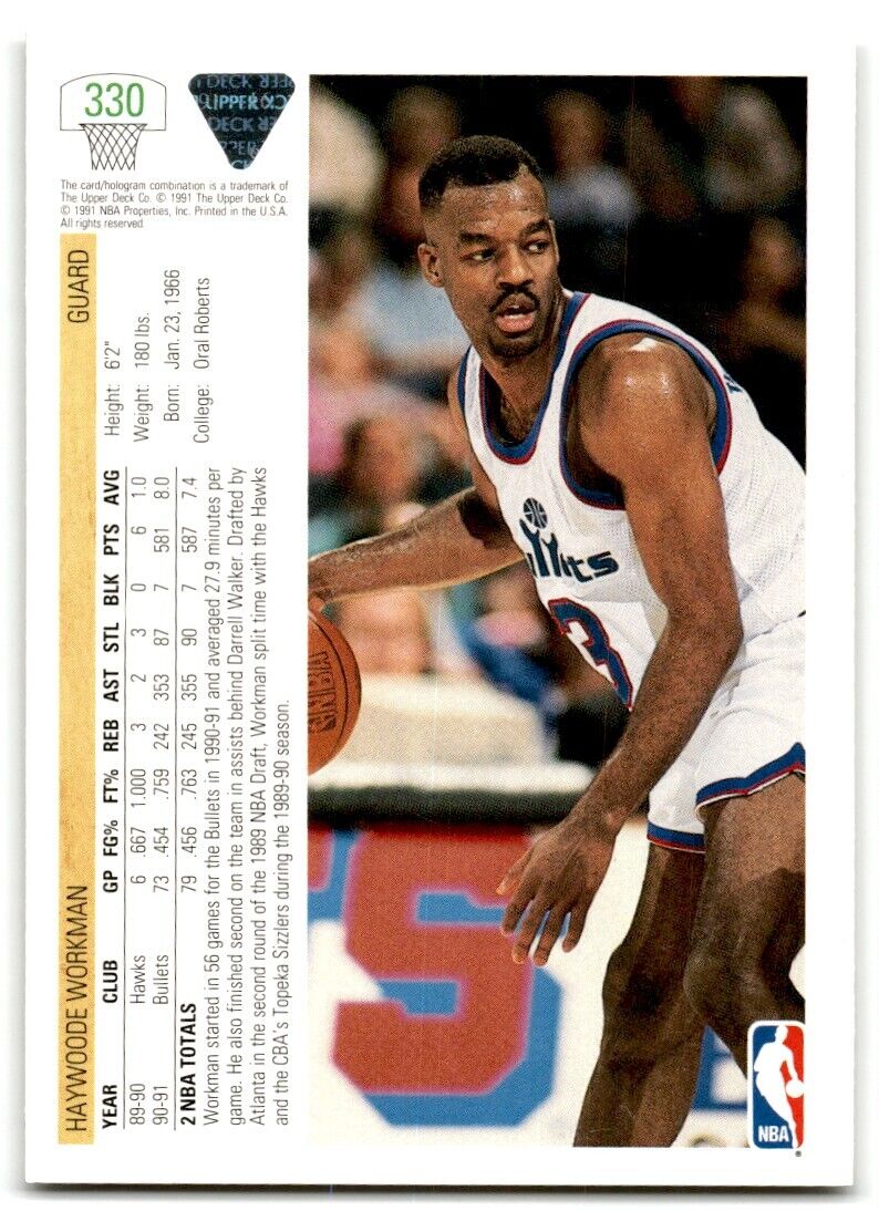 1991-92 Upper Deck Haywoode Workman Rookie Washington Bullets #330