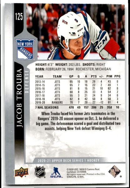 2020-21 Upper Deck Jacob Trouba New York Rangers #125