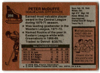 1975-76 Topps Peter McDuffe Kansas City Scouts #256