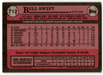 1989 Topps Bill Swift Seattle Mariners #712