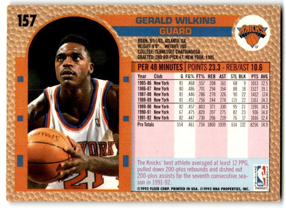 1992-93 Fleer Gerald Wilkins New York Knicks #157