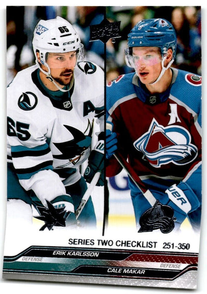 2023-24 Upper Deck Erik Karlsson / Cale Makar San Jose Sharks / Colorado