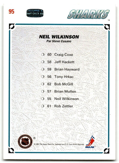 1991-92 Upper Deck Collector's choice Neil Wilkinson San Jose Sharks #95