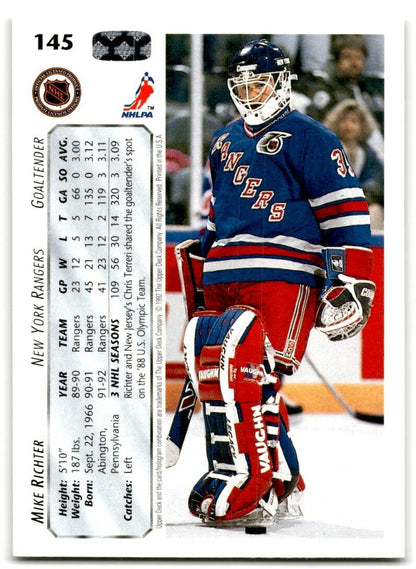 1992-93 Upper Deck Mike Richter New York Rangers #145