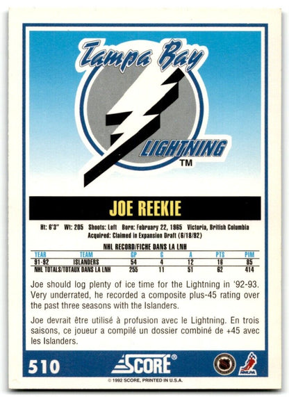 1992-93 Score Canadian Joe Reekie Tampa Bay Lightning #510