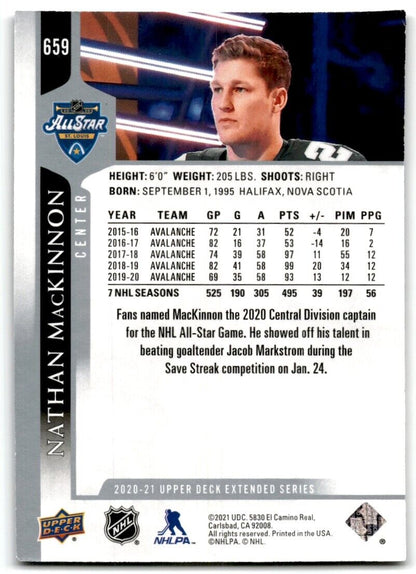 2020-21 Upper Deck Nathan MacKinnon Colorado Avalanche #659