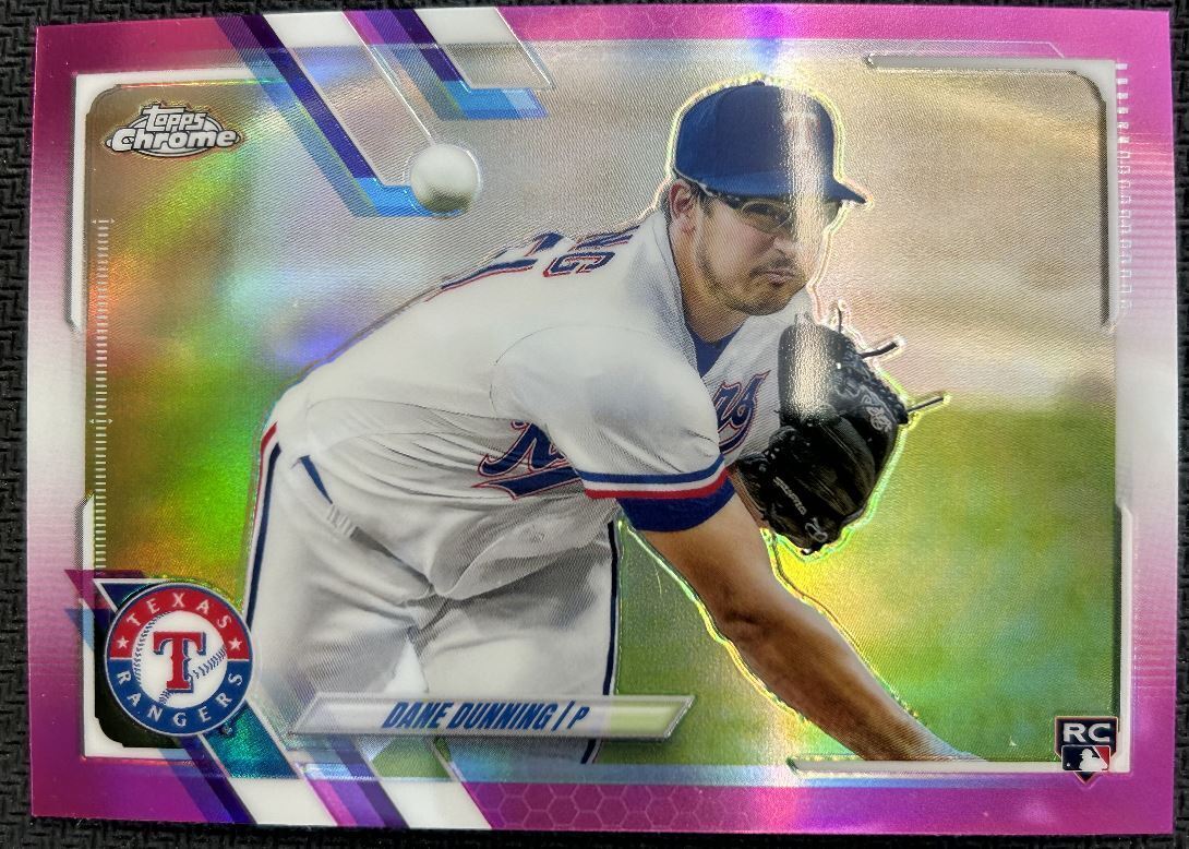 2021 Topps Chrome Pink Refractor Dane Dunning Texas Rangers #187