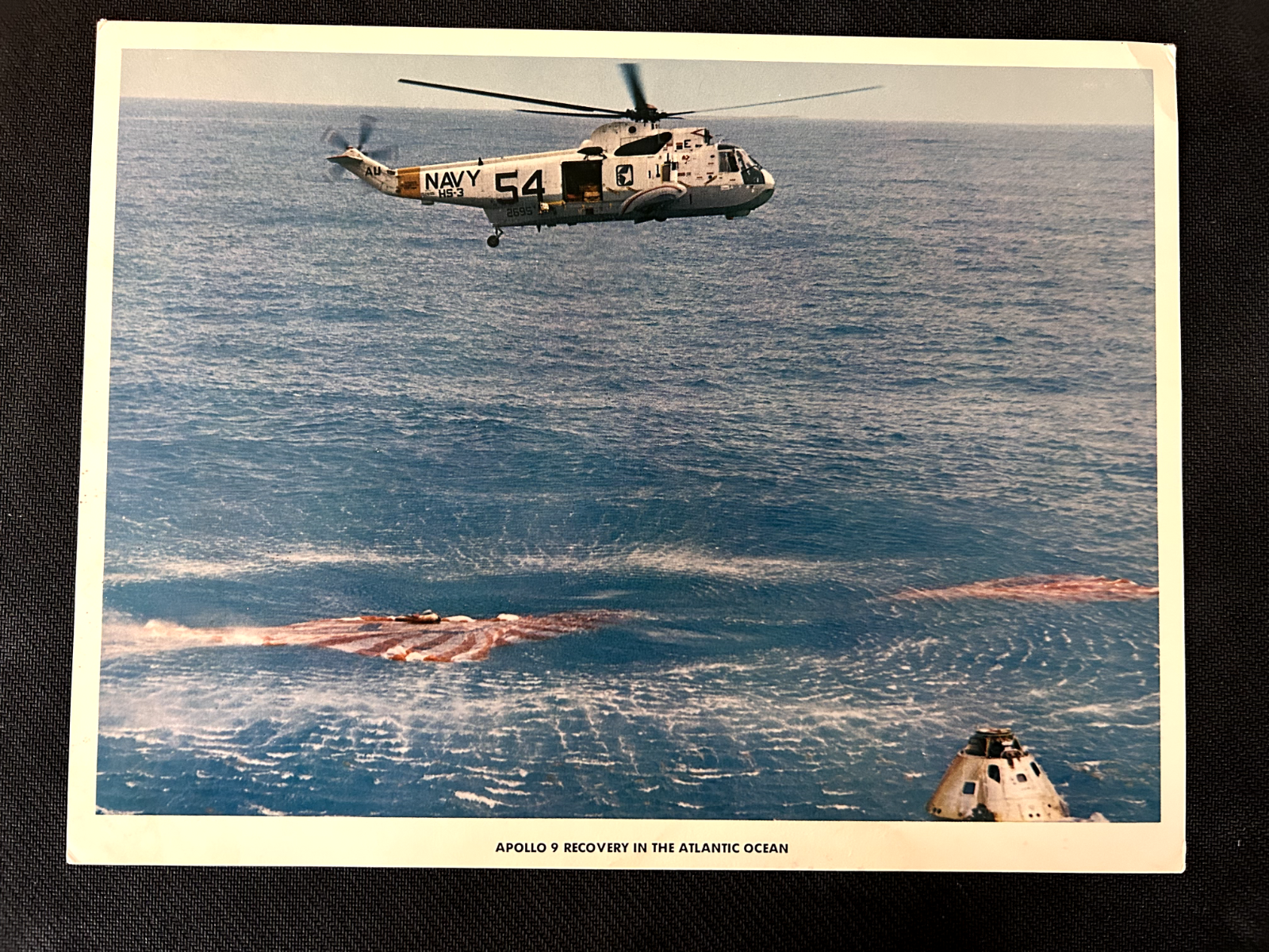 Apollo 9 recovery in Atlantic ocean photo  - Official litho