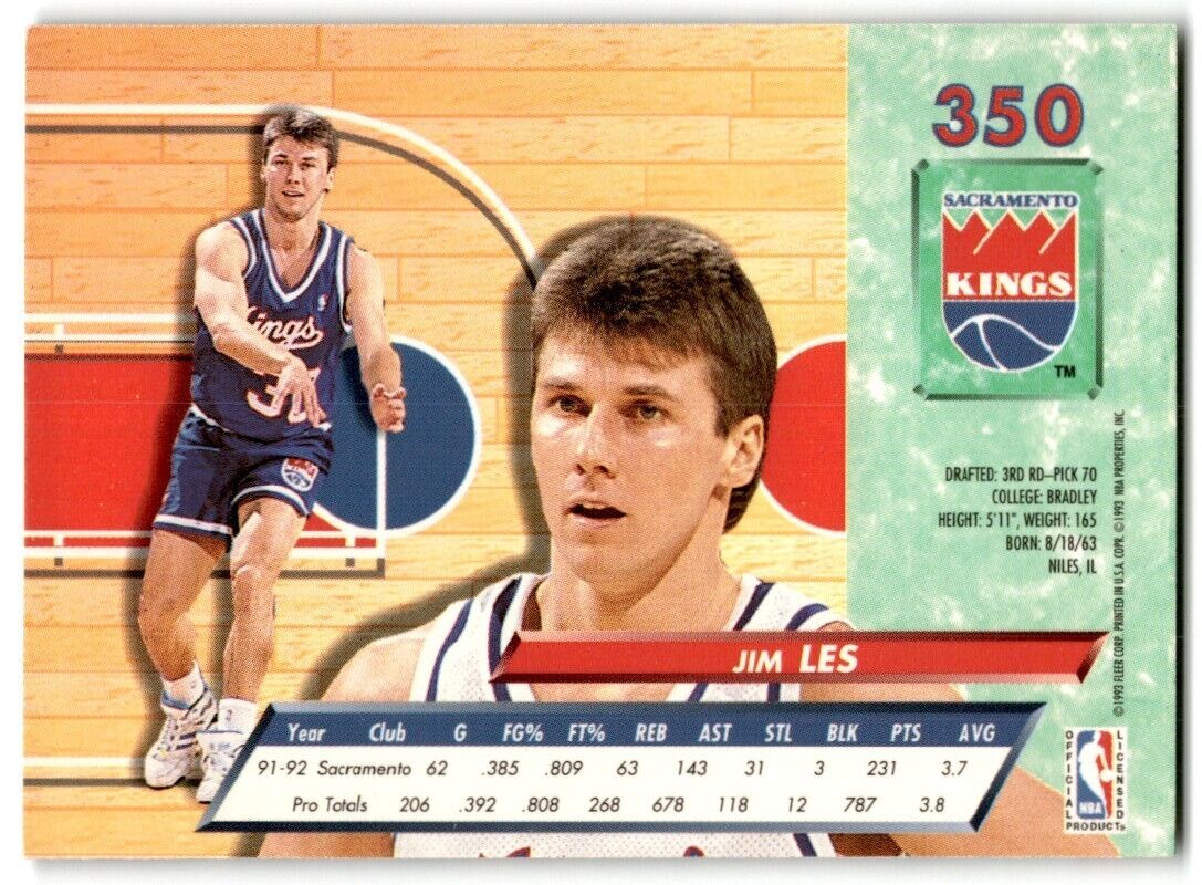 1992-93 Ultra Jim Les Sacramento Kings #350