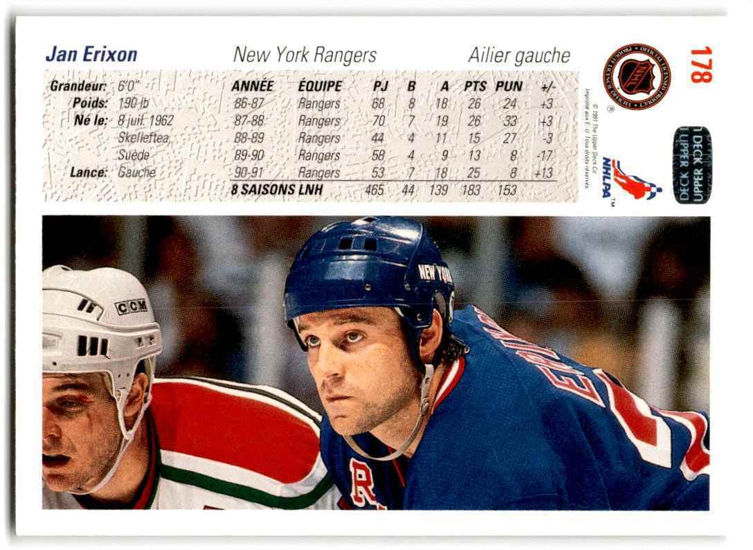 1991-92 Upper Deck French Jan Erixon New York Rangers #178