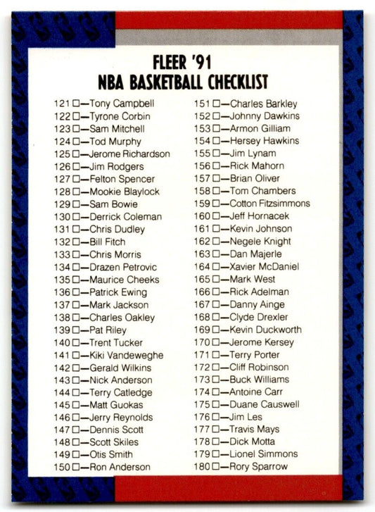 1990-91 Fleer Update Basketball Checklist #239