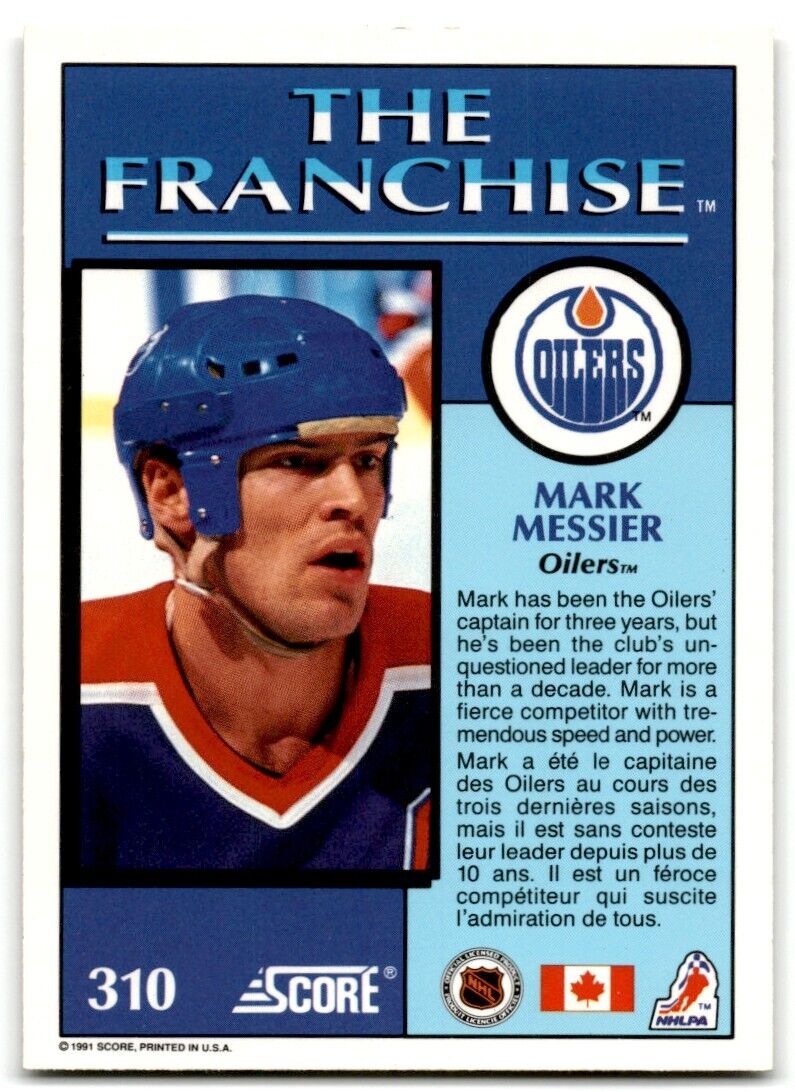 1991-92 Score Canadian English Mark Messier Edmonton Oilers #310