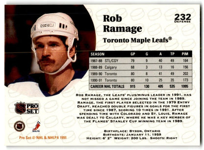 1991-92 Pro Set Rob Ramage Minnesota North Stars #232