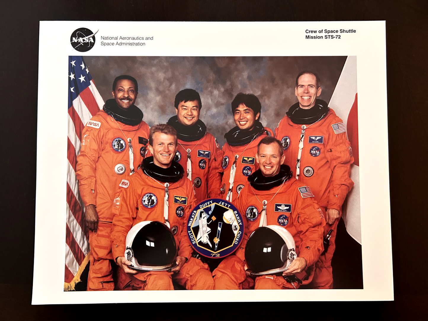 NASA Space Shuttle STS-72 crew litho 10x8