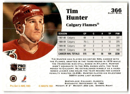 1991-92 Pro Set Tim Hunter Calgary Flames #366