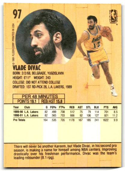 1991-92 Fleer Vlade Divac Los Angeles Lakers #97