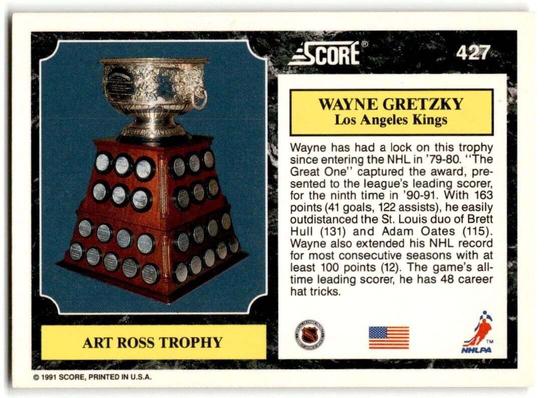 1991-92 Score American Wayne Gretzky (Art Ross Trophy) Los Angeles Kings #427