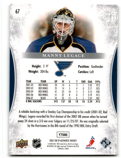 2007-08 SP Authentic Manny Legace St. Louis Blues #67