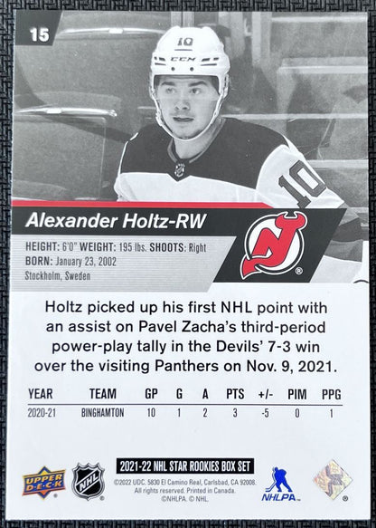 2021-22 Upper Deck NHL Star Rookie Alexander Holtz Rookie New Jersey Devils #15