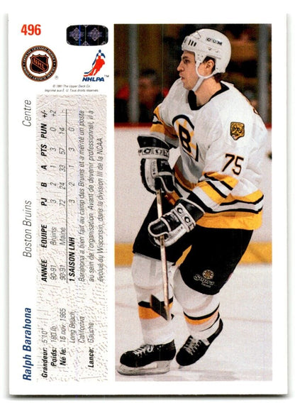 1991-92 Upper Deck French Ralph Barahona Rookie Boston Bruins #496