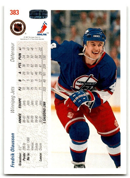 1991-92 Upper Deck French Fredrik Olausson Winnipeg Jets #383