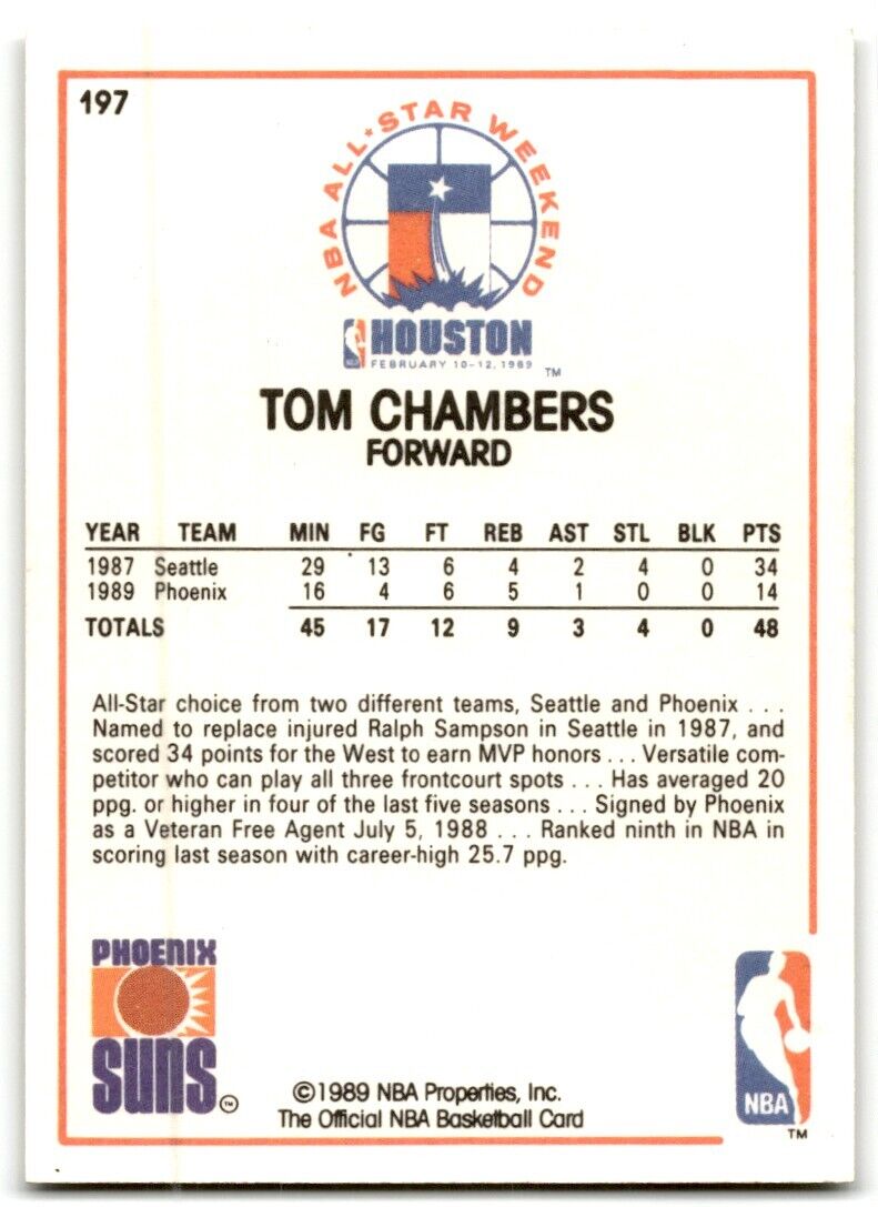 1989-90 Hoops All-Star Panels Perforated Tom Chambers Phoenix Suns #197