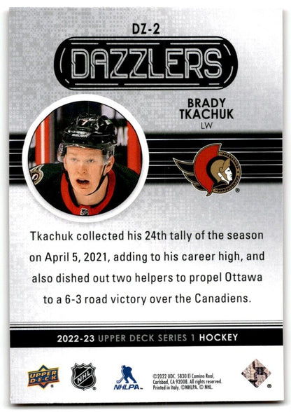 2022-23 Upper Deck Dazzlers Brady Tkachuk red Ottawa Senators #DZ-2