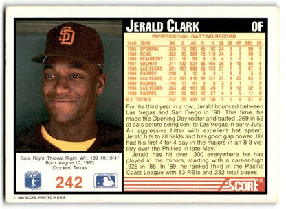 1991 Score Jerald Clark San Diego Padres #242