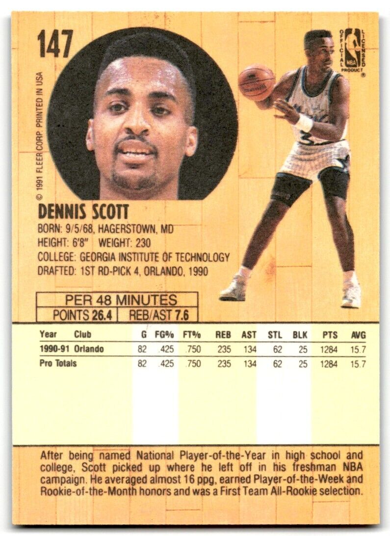 1991-92 Fleer Dennis Scott Orlando Magic #147