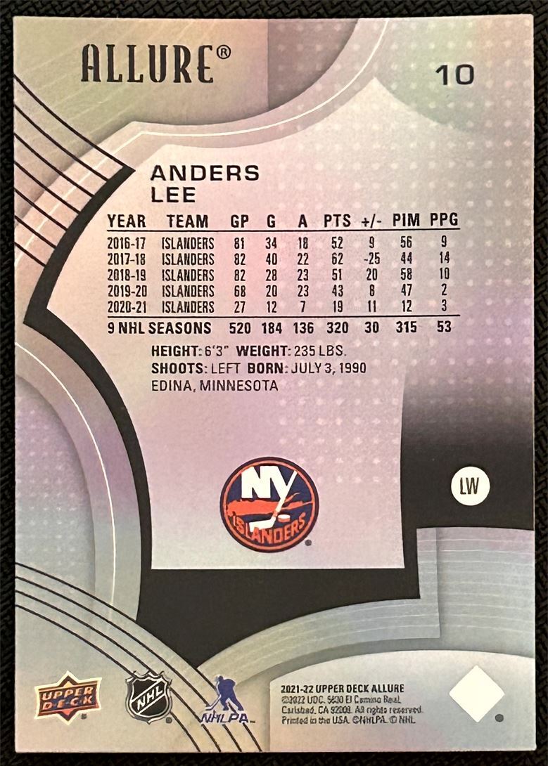 2021-22 Upper Deck Allure Anders Lee New York Islanders #10